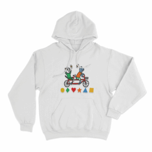 Slushy Noobz Tandem Cats Unisex Hoodie White